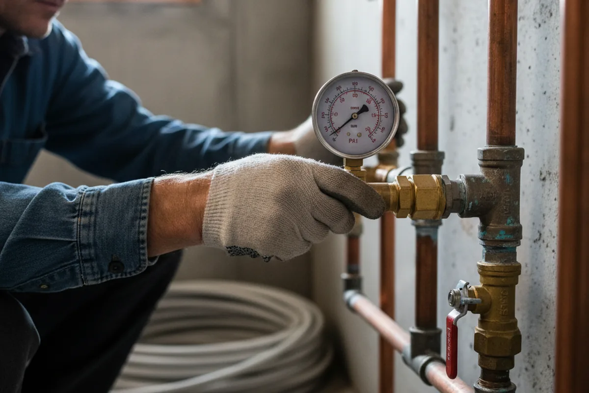 Pressure testing a repaired line during Water Line Repair in Schuyler Lake
